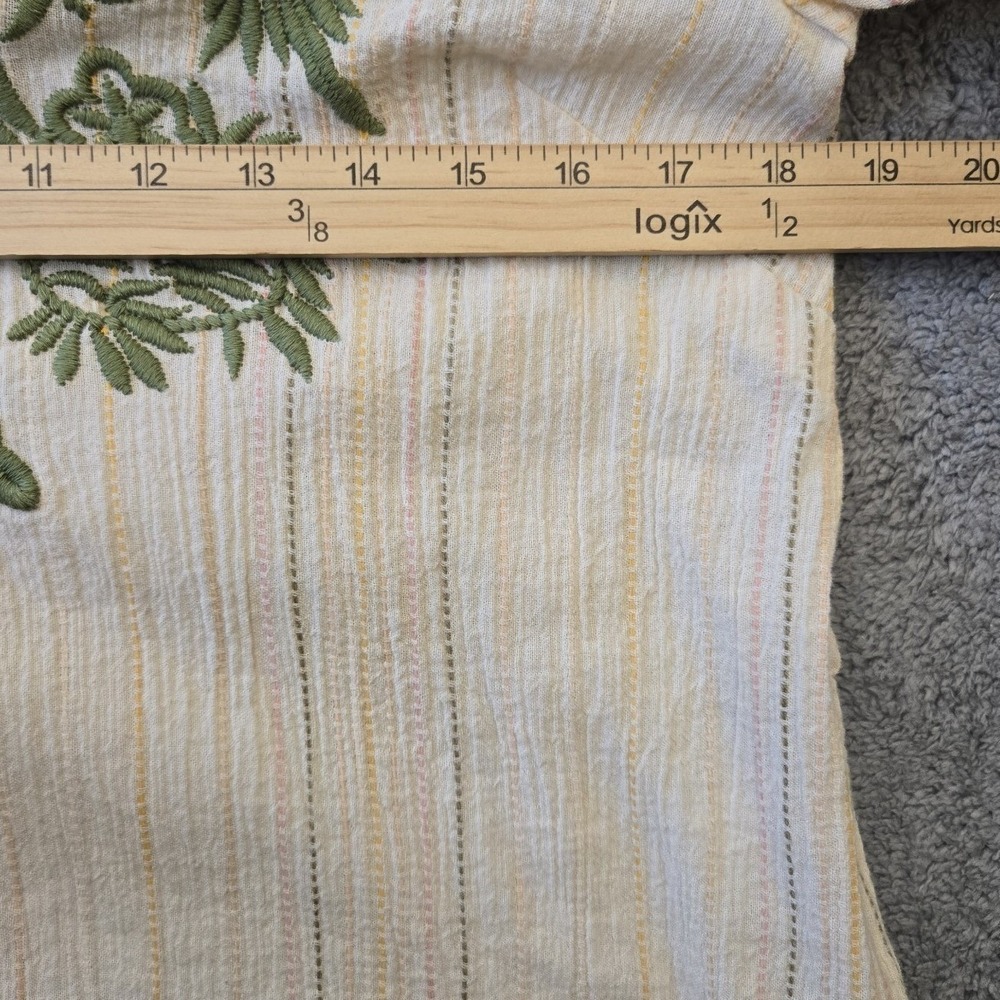 Sister Mary Lizette Embroidered Blouse Ivory Green Cotton Top Floral XS NWT - Picture 6 of 9